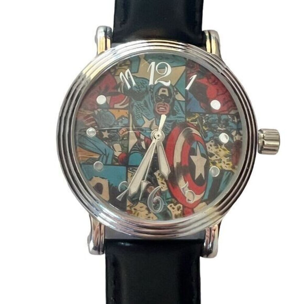 MARVEL COMICS Watch Captain America Retro Leather Band & New Battery 8.5 in - Picture 5 of 13